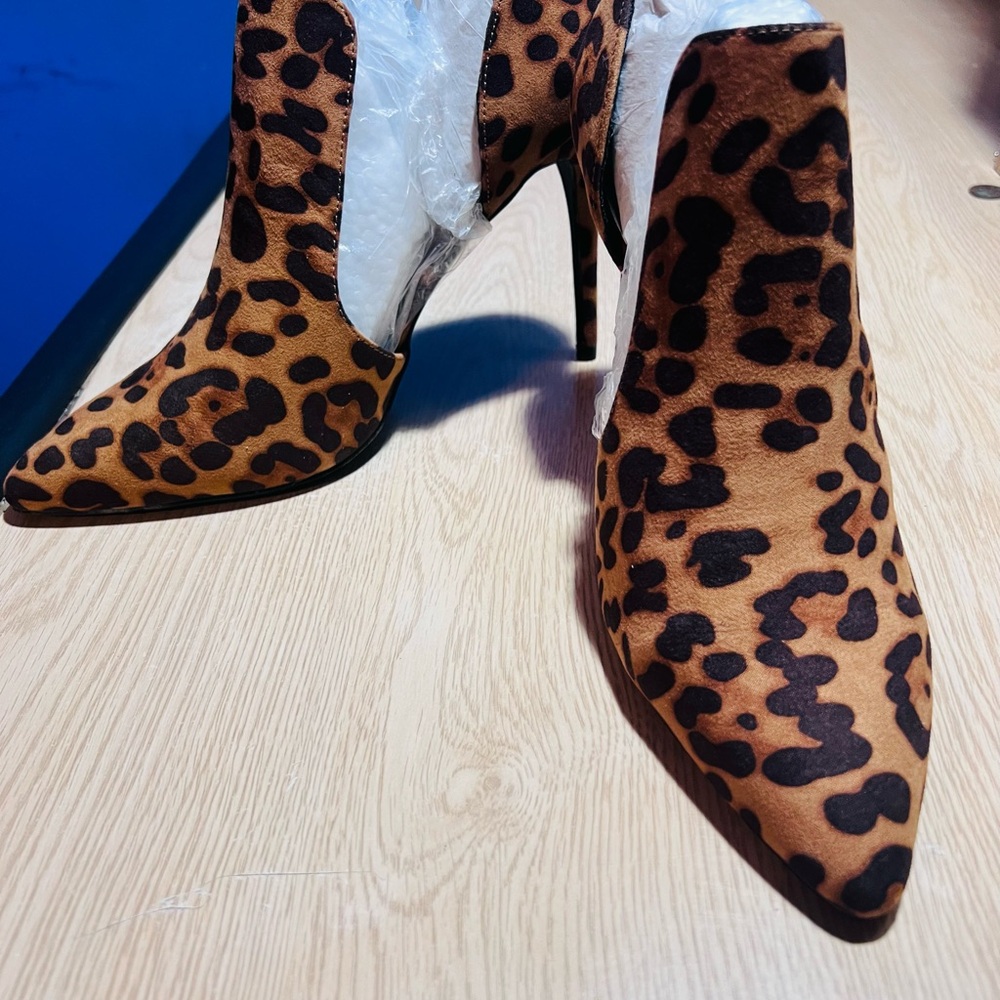 Anne Michelle  Leopard Print Stiletto Ankle Boots